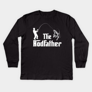 The Rodfather Funny Fishing Gift for Fisherman Kids Long Sleeve T-Shirt